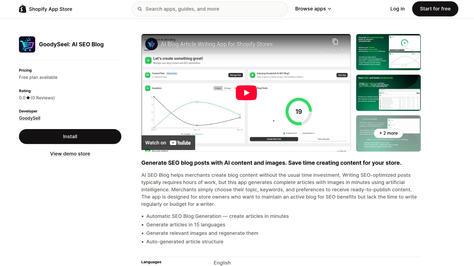 GoodySeel AI SEO Blog - Shopify Application in Shopify App Store