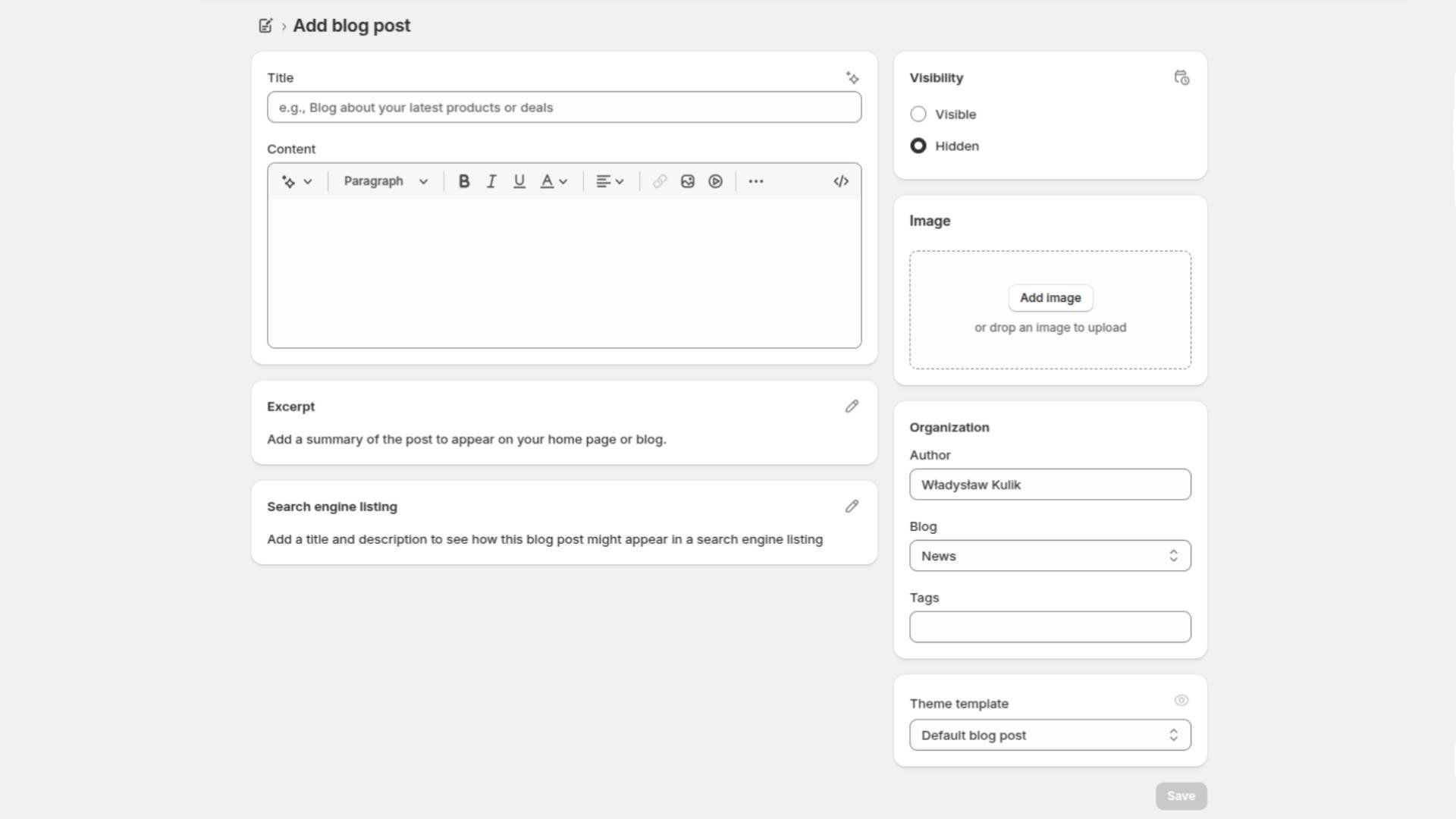 Write Your First Blog Post in Shopify