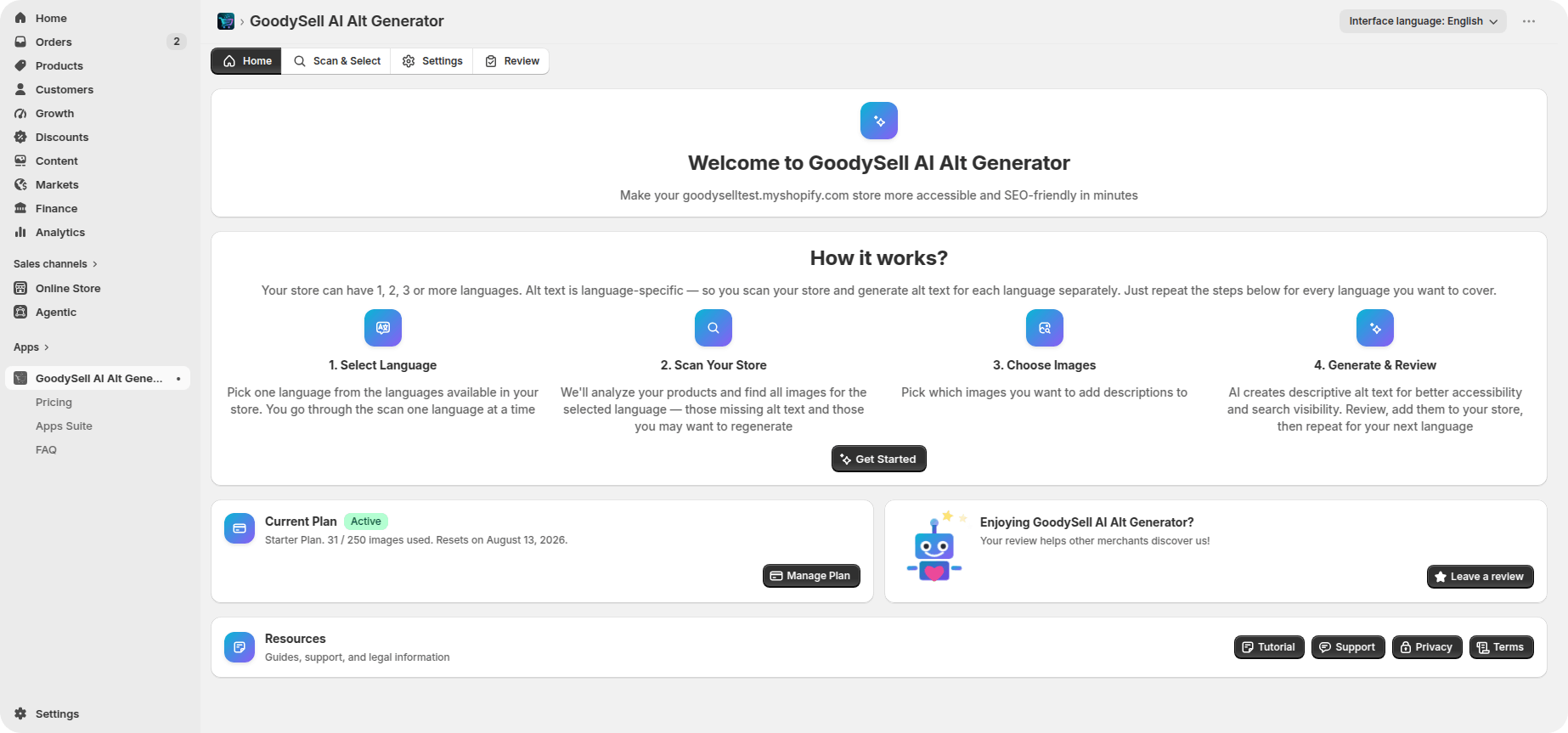 GoodySell AI Alt Generator for Shopify App Store 