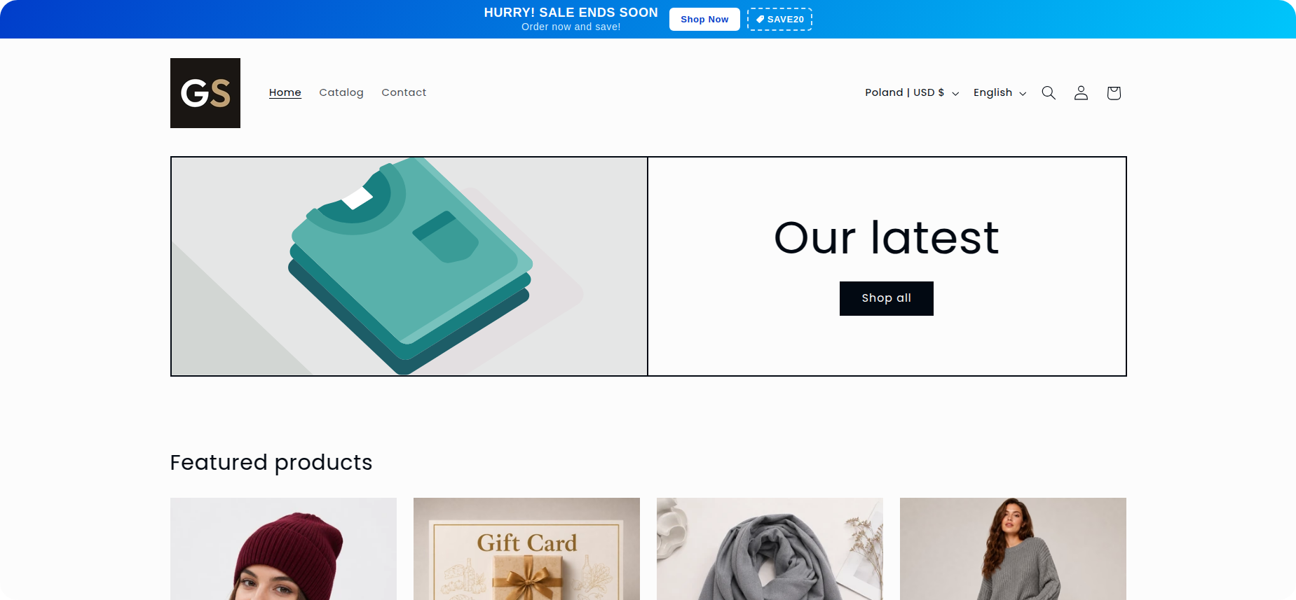 Live announcement bar showing a free shipping message at the top of a Shopify storefront page