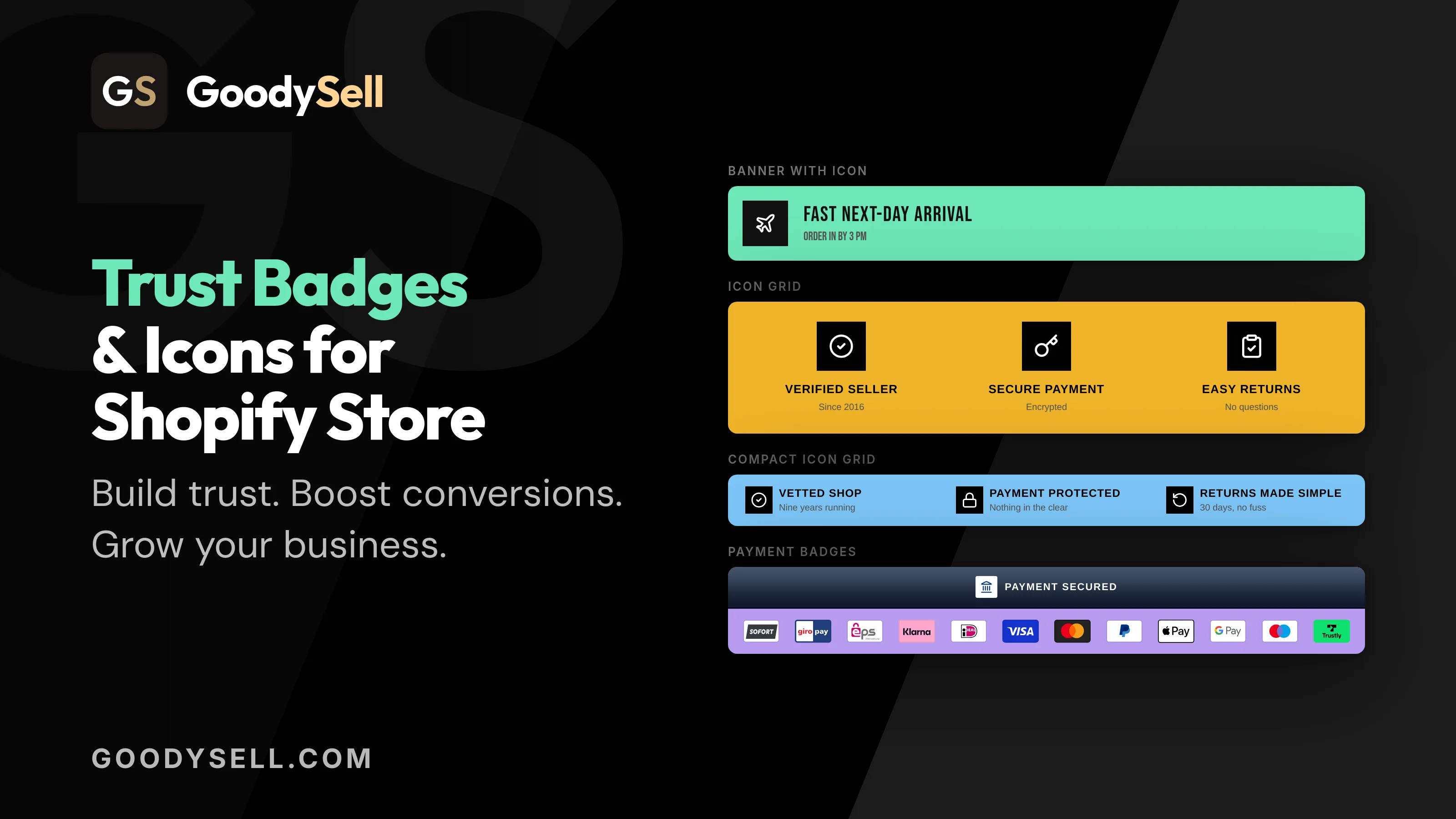 Trust Badges & Icons for Shopify Store - GoodySell App