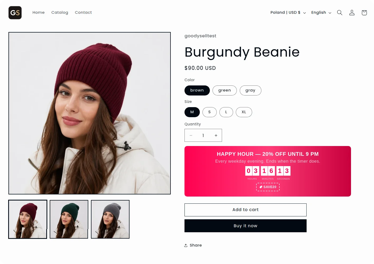 Countdown timer on a Shopify product page counting down the remaining hours of a daily flash sale